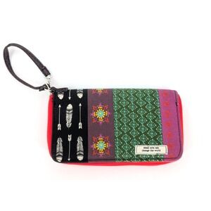 Natural Life Patchwork Quilted Fabric Zip Wallet Wristlet Boho Colorful Hippie